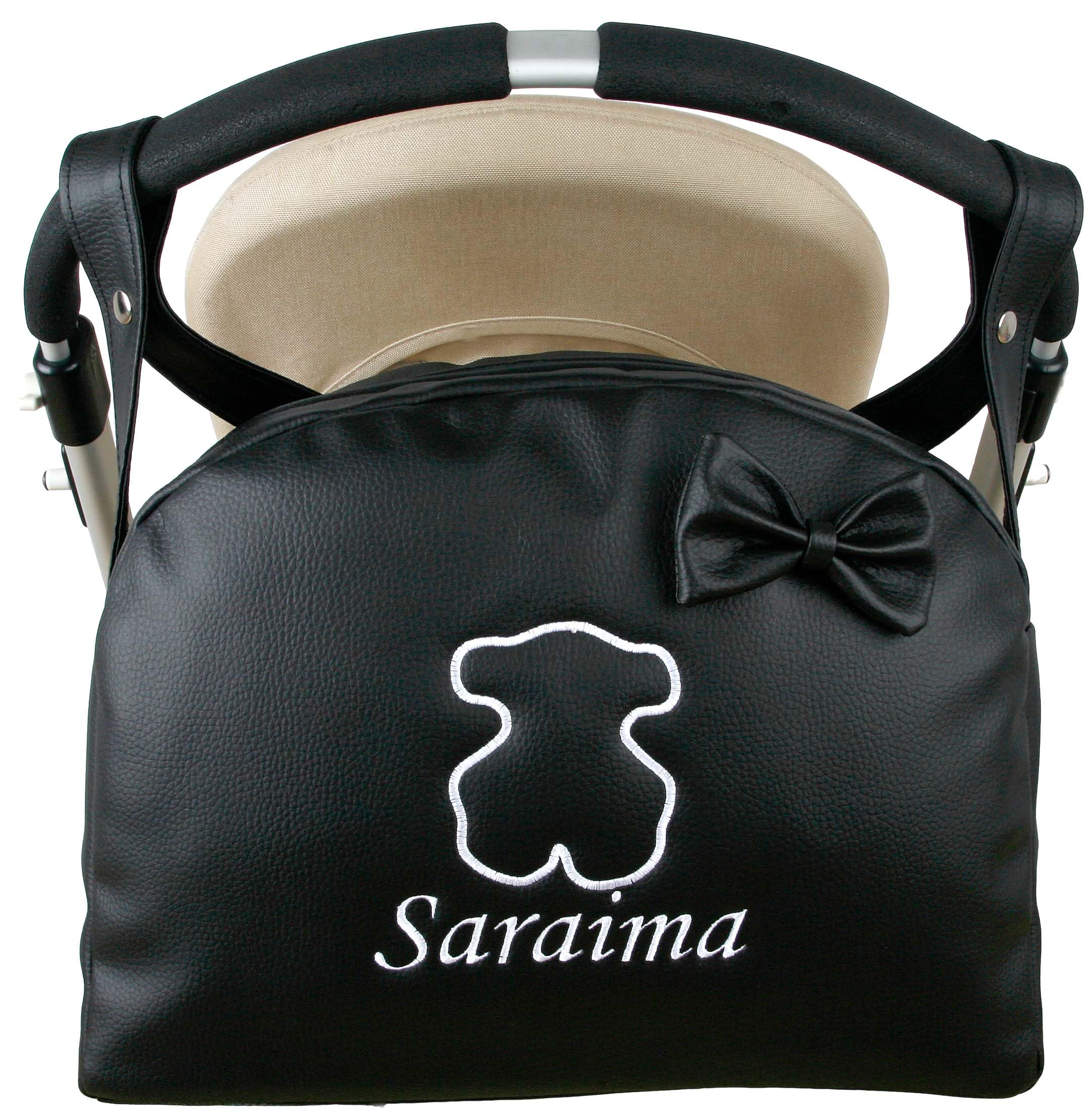MODIN Bolso Carro Bebe Polipiel Bolso Carrito Bebe Personalizado con Oso Bordado Bolsa Maternidad Bolso Hospital Bebé con asa larga para colgar