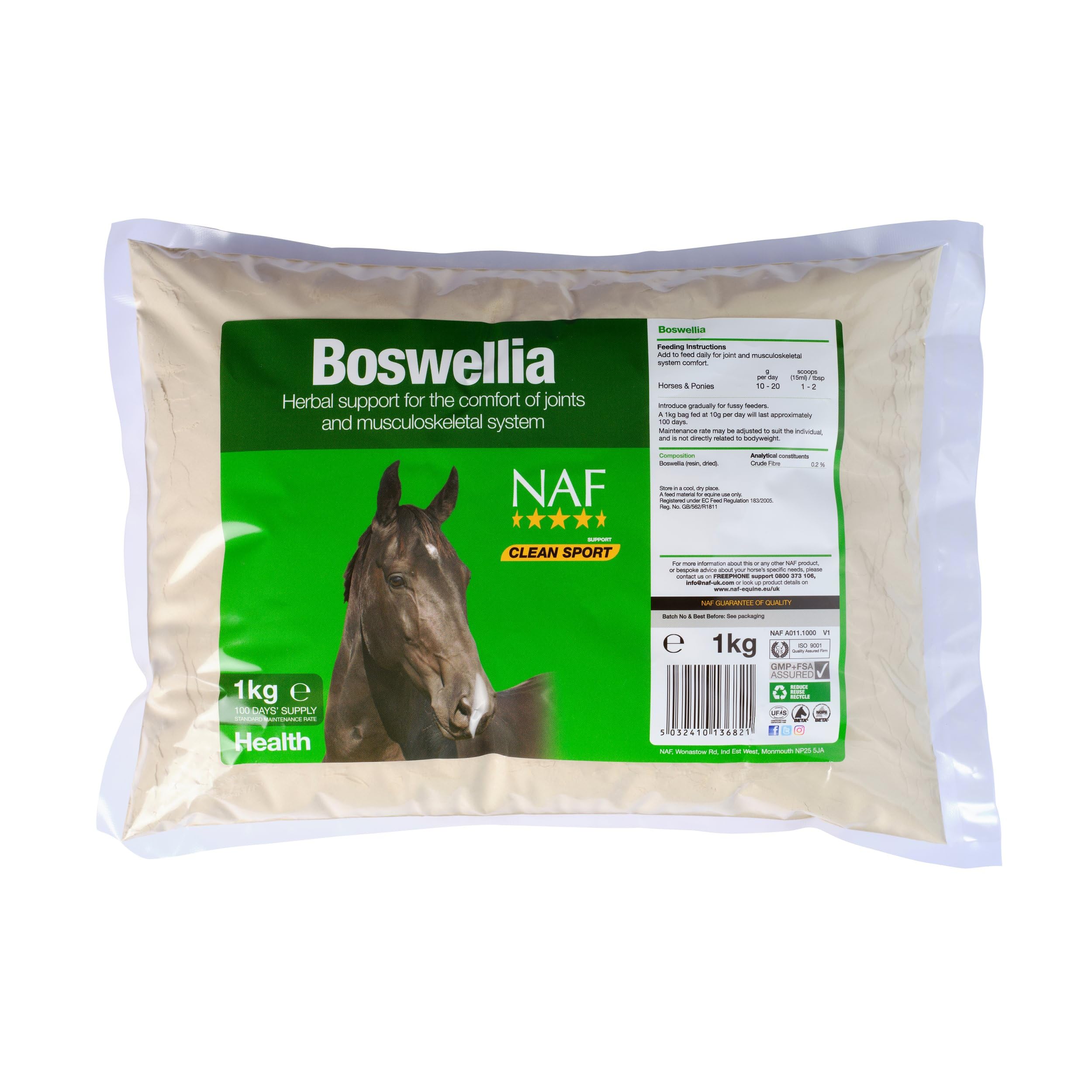 NAF Boswellia Extract Powder 1kg – Premium Feed Material for Horses and Ponies – Supports Natural Mobility and Comfort – 100% Pure Boswellia Resin Supplement