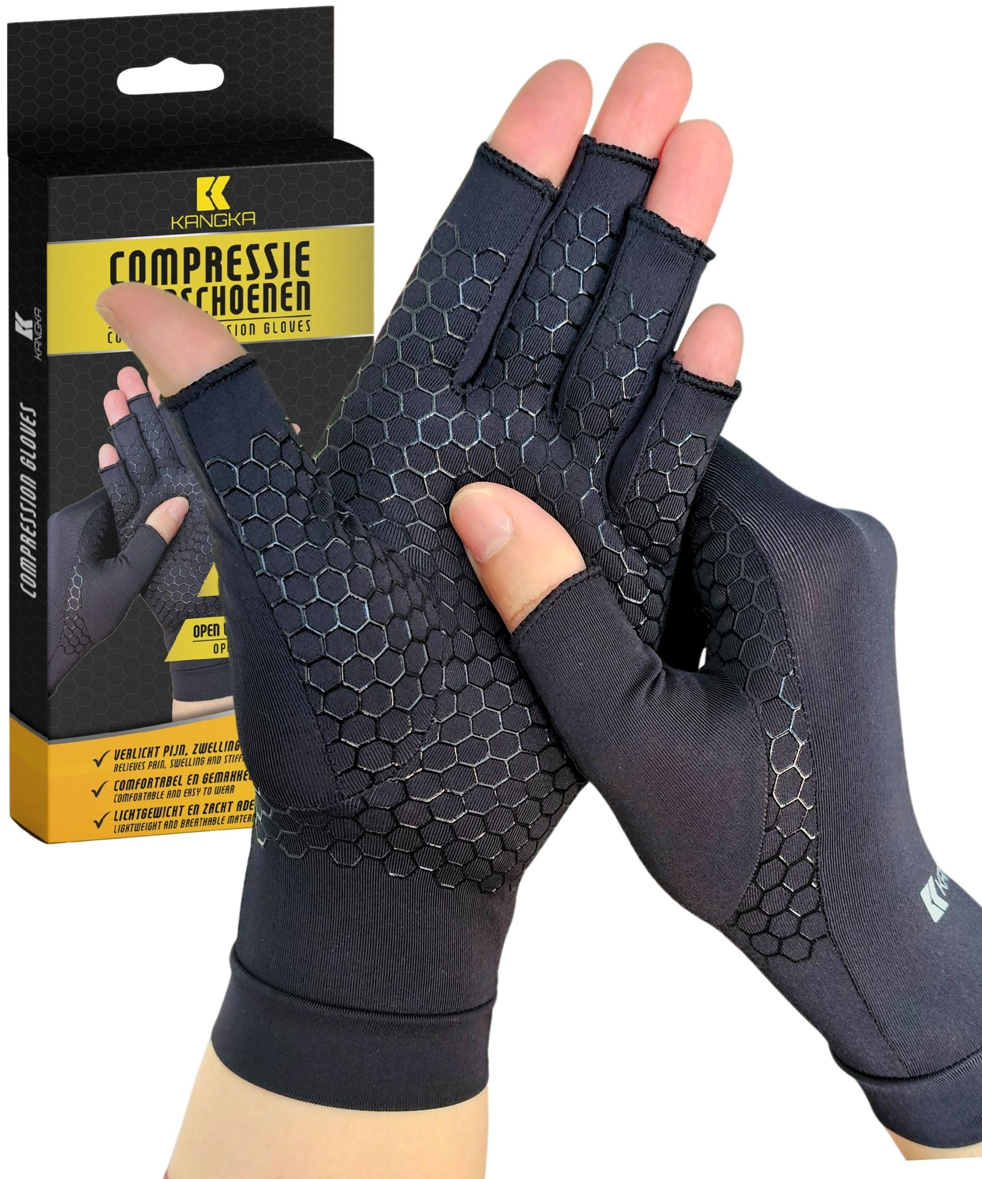 KANGKA Rheuma Arthritis Handschuhe Mit Anti-Rutsch und Offenen Fingerspitzen