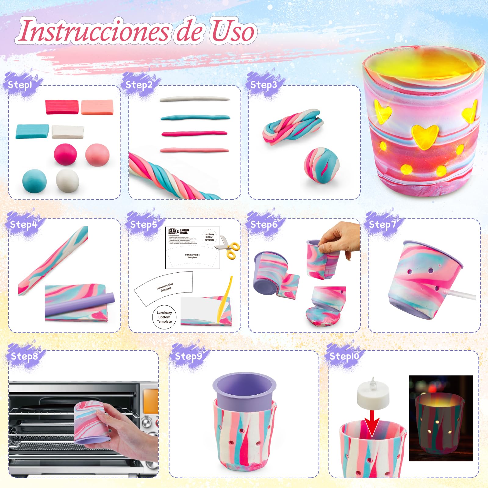 FGZU Kit Manualidades Niños 8 9 10 Años, DIY Lámparas de Barro Bricolaje, Manualidades Niñas, Creativos Juguetes Regalos Niños Niñas 6+ Años