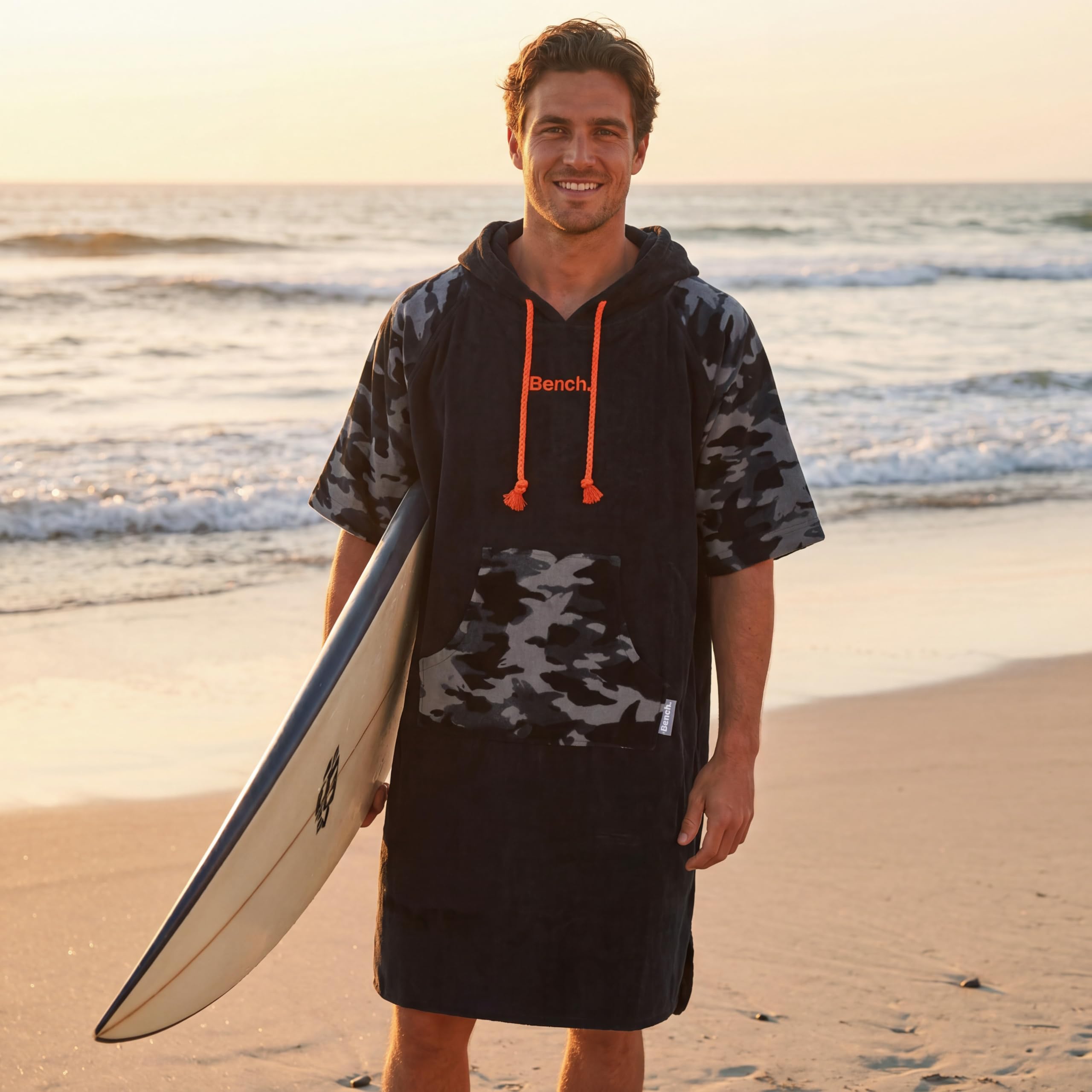 Bench Surf-Poncho, Premium Baumwoll-Frottier, Umzieh-Poncho für Wassersport, Saugfähiges Strand-Handtuch, 335g/m², für Damen und Herren