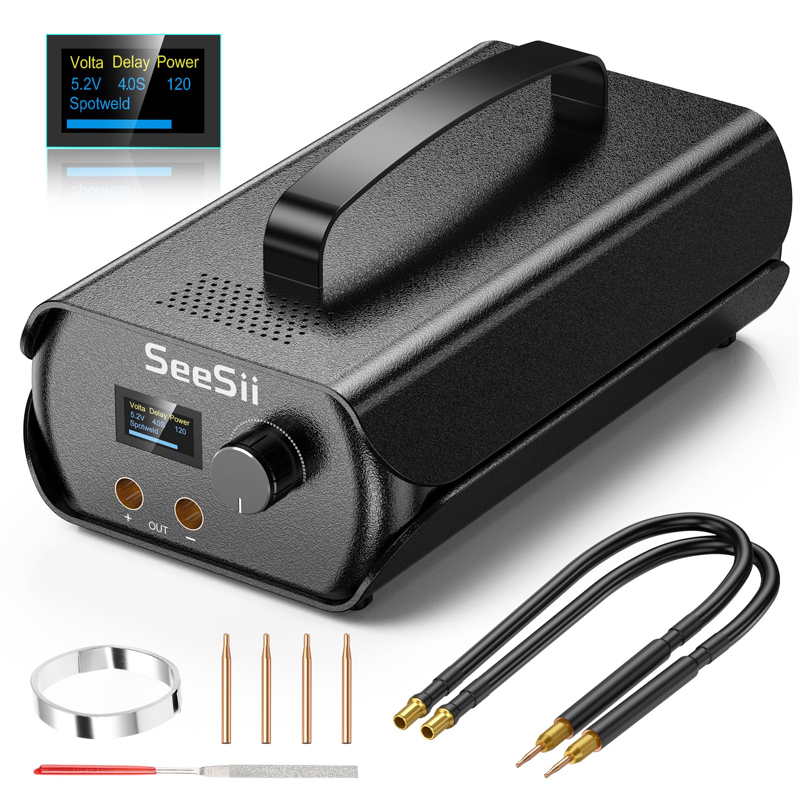 SEESII Soudeur par Points Condensateur 3000 F, Soudeuse par Point pour Batteries 120 Vitesses, Supporte Bandes de Nickel 0,1-0,3 mm