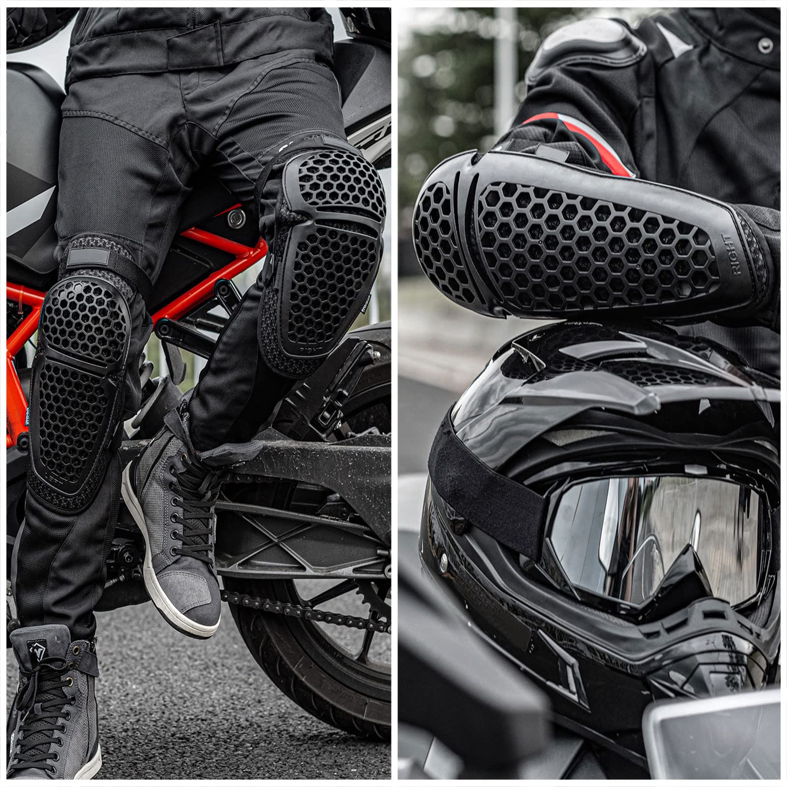 Protège Genoux Moto, Genouillère Protection, Protection Moto Coudière Design Ergonomique Motocross Moto Cyclisme Coude Genouillères Garde Protecteur équipement De Protection, 4 Pcs