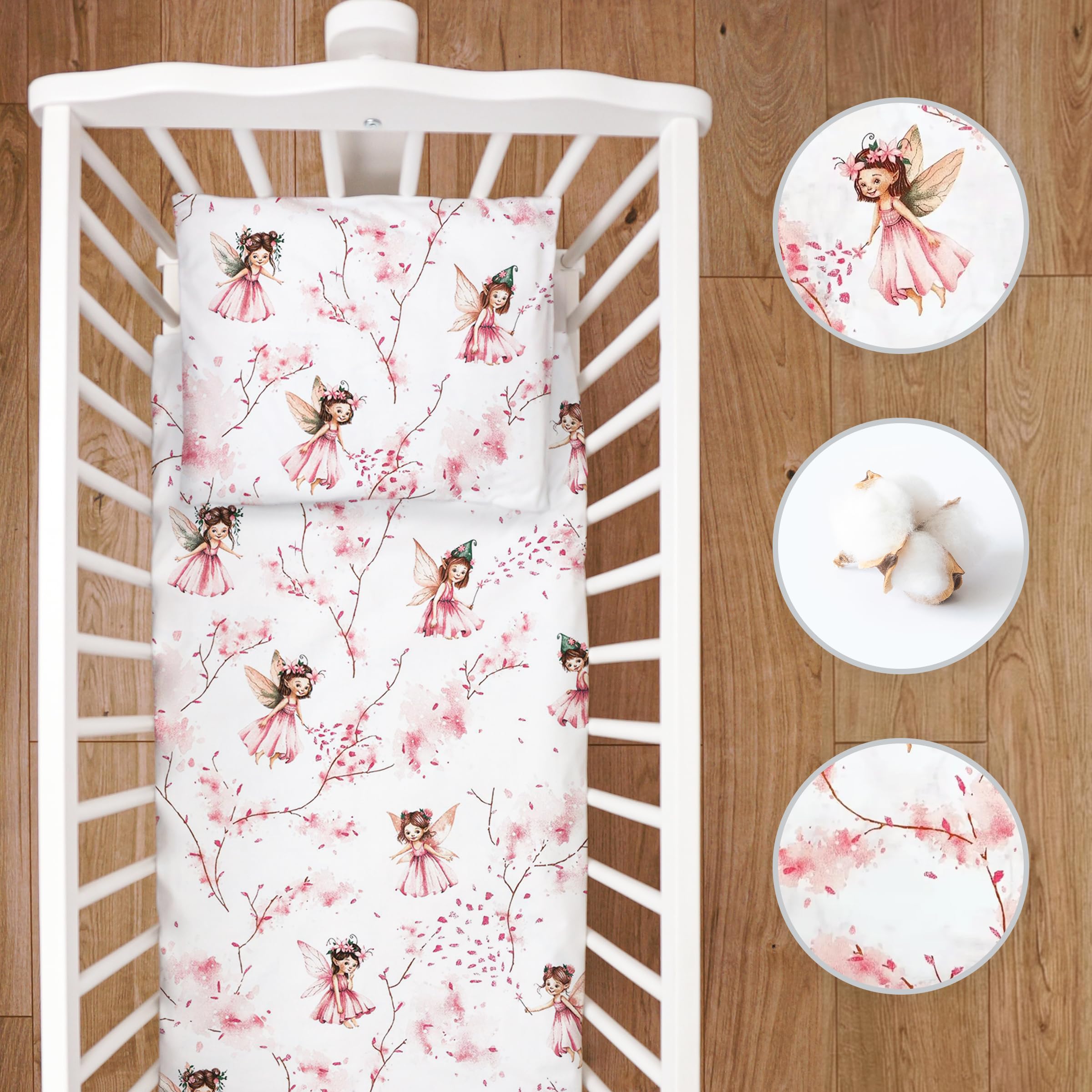 Baby Comfort 2 Piece Baby Kids Bedding Set 80x70 cm Duvet Cover & Pillowcase 12M+ (Fairies), 40 - Image 3