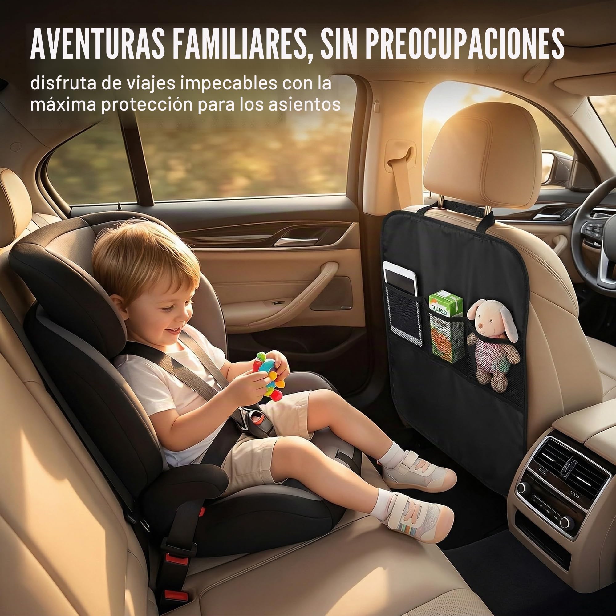 2 Pieza Protector para Respaldos para Niños, Protector Asiento Coche Respaldo, Impermeable Trasero Coche Oxford Kick Mats Protección Fundas, Alfombrilla Antipatadas para Niños Viajan y Juegan