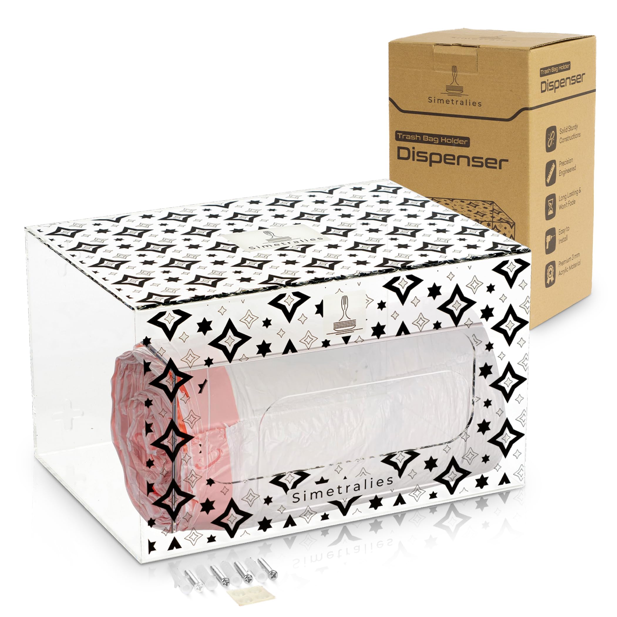 Trash Bag Dispenser – Acrylic Bag Organizer Box for Kitchen, Bathroom, Laundry - Extra-Large Garbage Bag Holder with Anti-Slip Base, Trash Bag Dispenser Under Sink for Kitchen