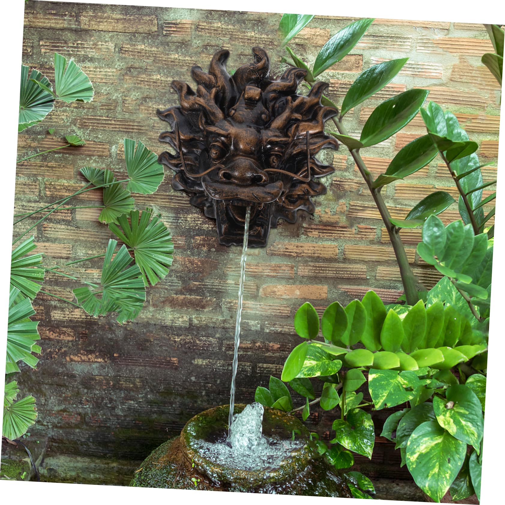 Toddmomy Fontana da Giardino Esterno Design Versatile ed Elegante in Resina Testa di Drago Facile Installazione a Parete per Decorare Cortile o Giardino