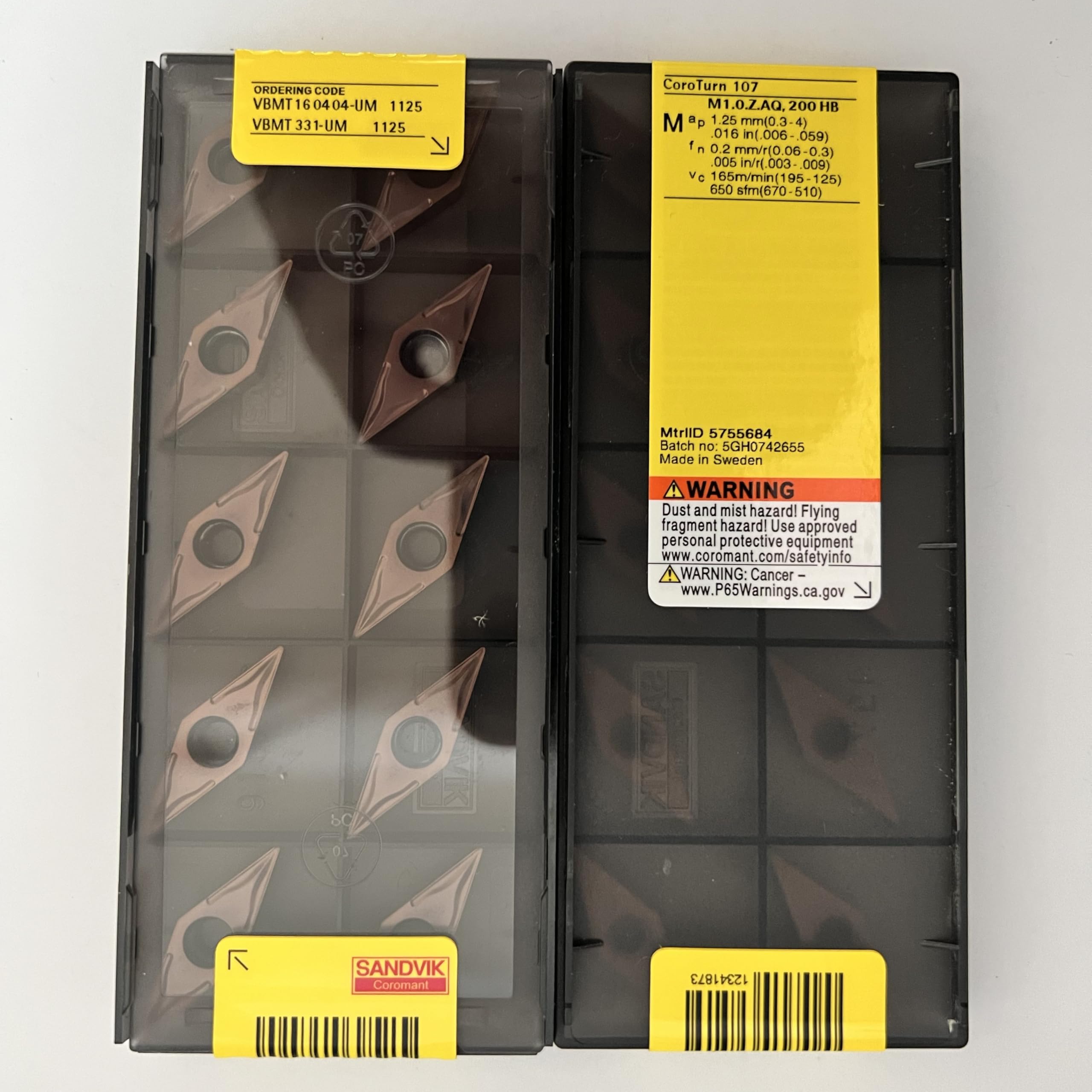 VBMT160404-UM 1115 / VBMT160404-UM 1125 / Cuchillas de carburo de tungsteno 10 unidades (VBMT160404-UM 1125)