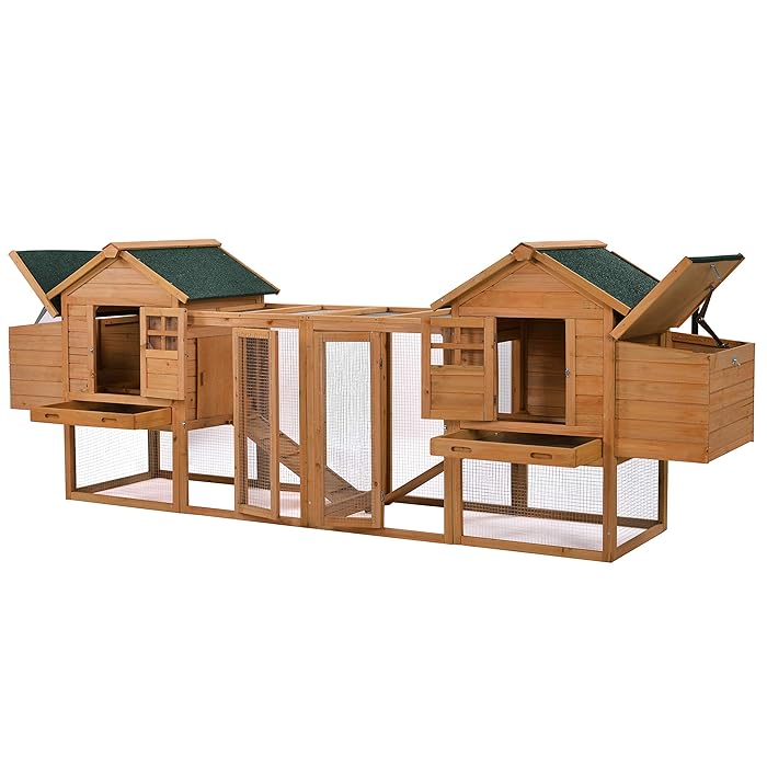Buy 123.6" Large Outdoor Wooden Chicken Coop Poultry Cage Rabbit Hutch