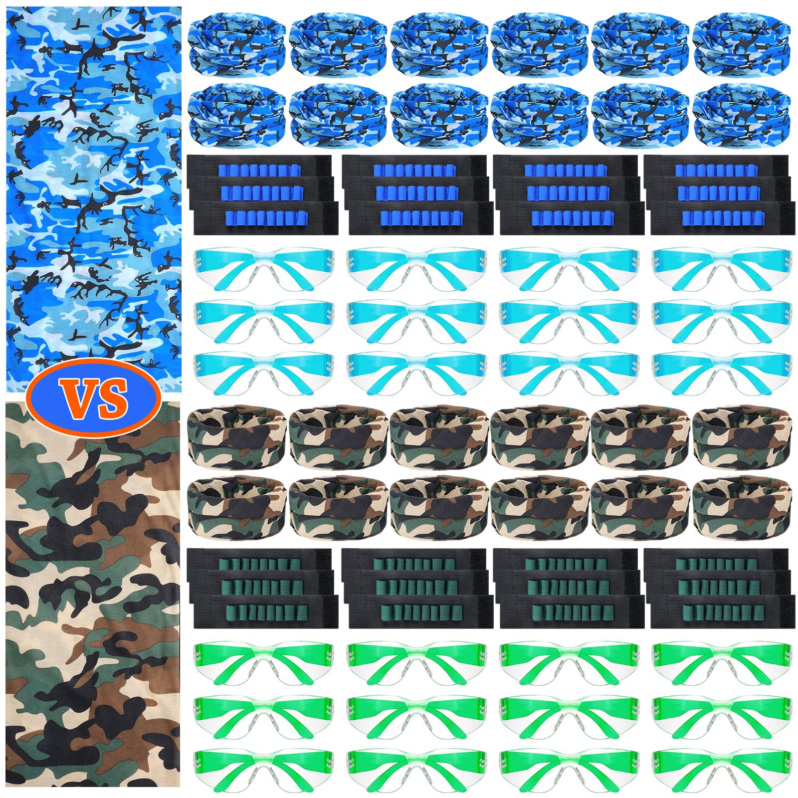 Sosation 72 Pcs Party Supplies for Kids Compatible with Nerf, Glasses Face Mask Wrist Belt Band for Boy Two Teams Party Favor