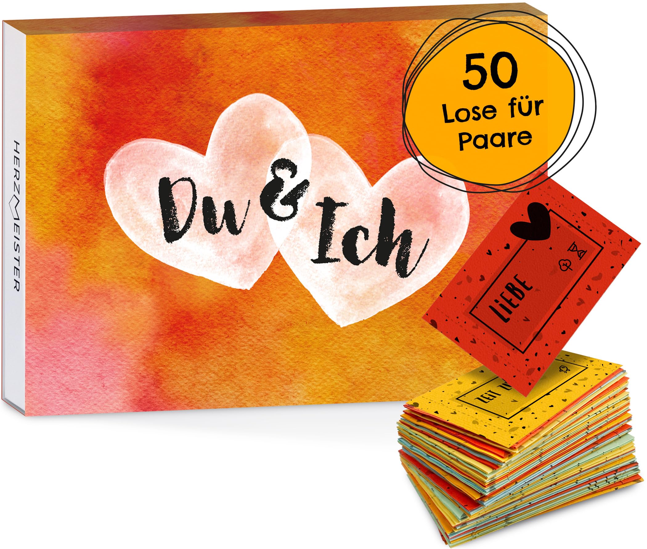 Herzmeister Geschenk für Paare - 50 unvergessliche Date Ideen für Paare - Pärchen Geschenk für eine gemeinsame Paarzeit - tolles Partner Geschenk zum Jahrestag für Männer und Frauen
