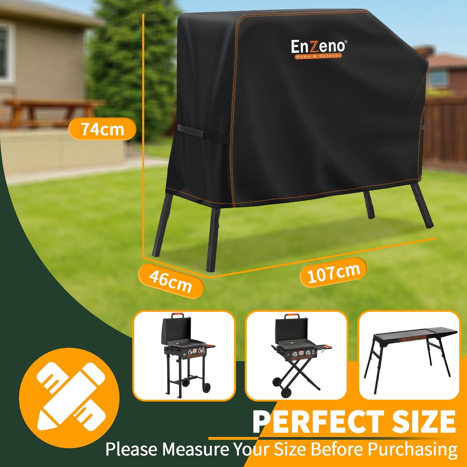 Enzeno Grill Cover for Blackstone 22 inch Griddle with Hood and Stand,Barbeque Griddle Cover Waterproof,BBQ Gas Grill Cover with Windproof Straps,Griddle Accessories for Blackstone 22 and 17 inch Cover for 22in griddle