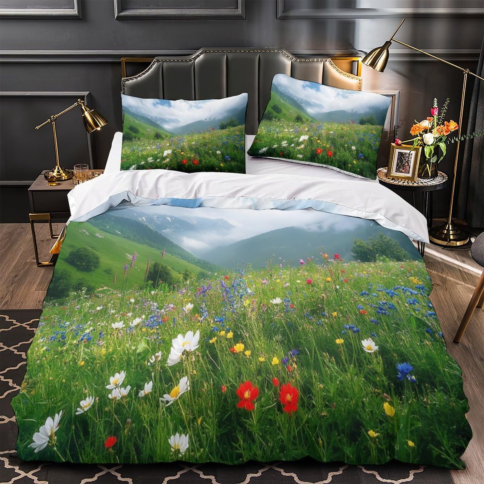 Housse de couette chat 260x220 cm en microfibre avec parure de lit enfant