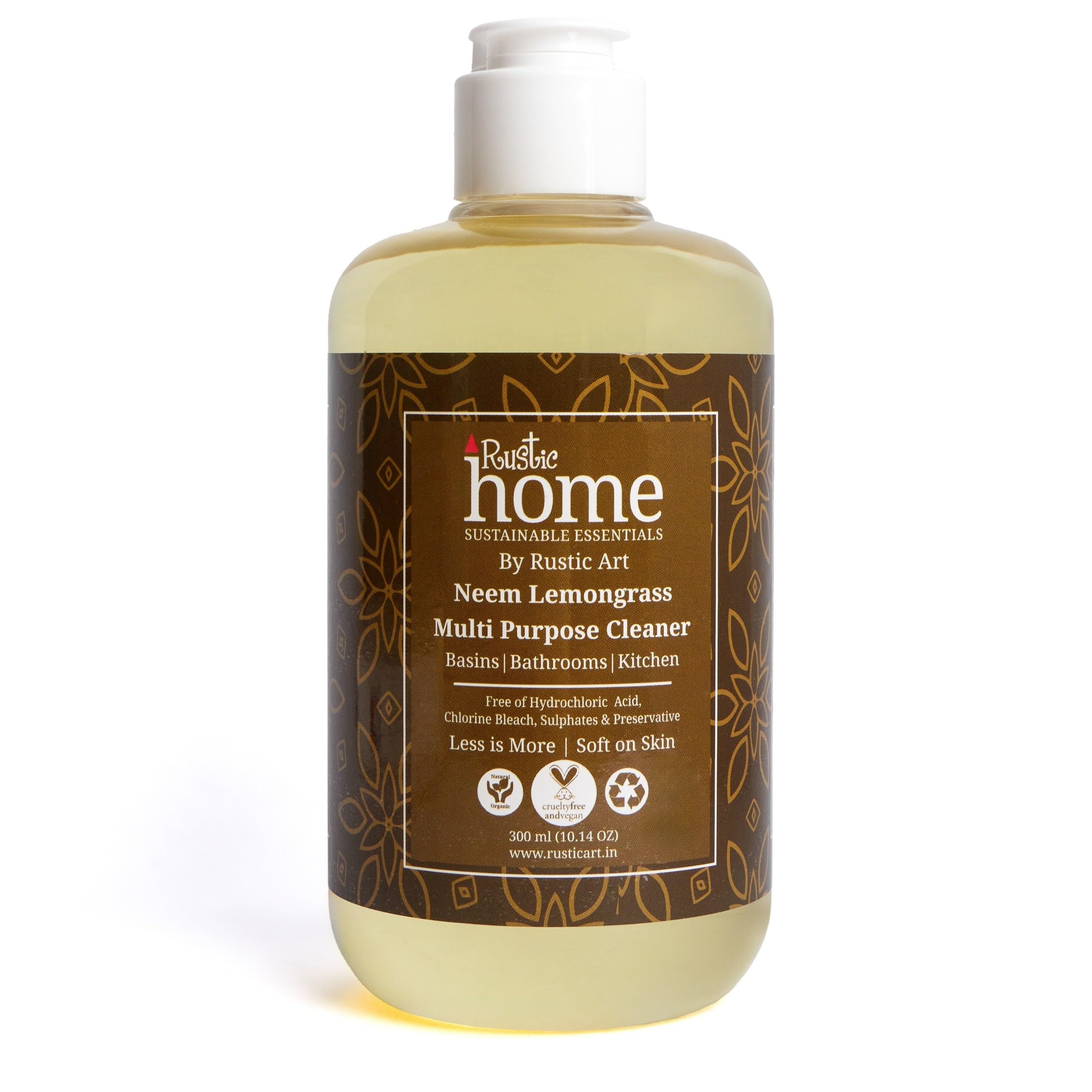 Rustic Home Neem Lemongrass Multipurpose Cleaner | All Purpose Cleaner Power | Hard Stain & Grease Remover | Kitchen, Bathroom, Floor Safe | 300 ml