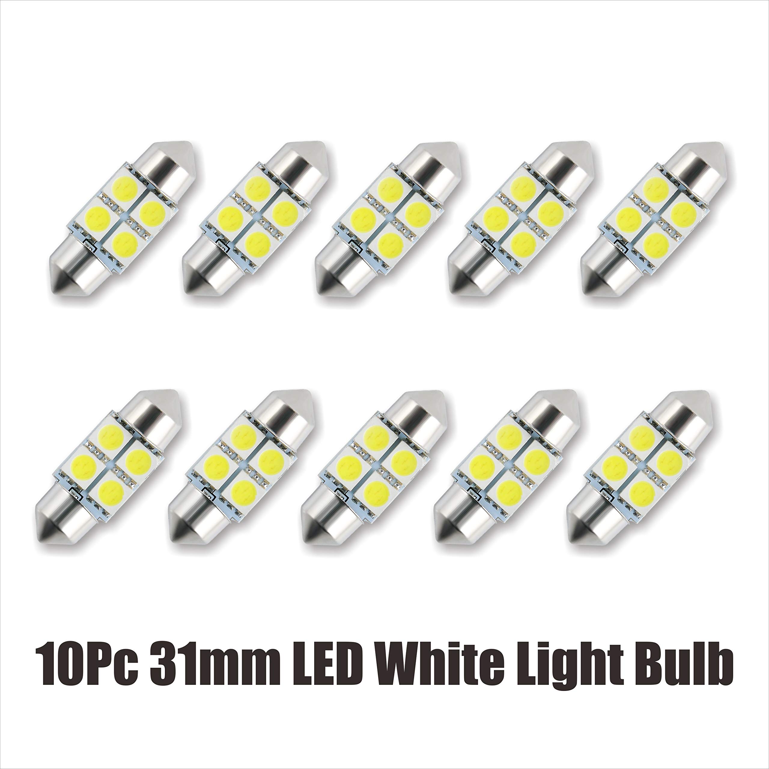 10Pcs Super White 31mm 4SMD 5050 LED Car Light bulbs for License Plate Dome Map Trunk LED Light (10)