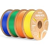 Rapid PETG Filament 1.75mm Bundle 4KG, High Speed 30-600mm/s 3D Printer Filament Accuracy +/- 0.02 mm, 1kg Cardboard Spool(2.2lbs) Fits for Most FDM 3D Printers(Blue,Green,Orange,Yellow)