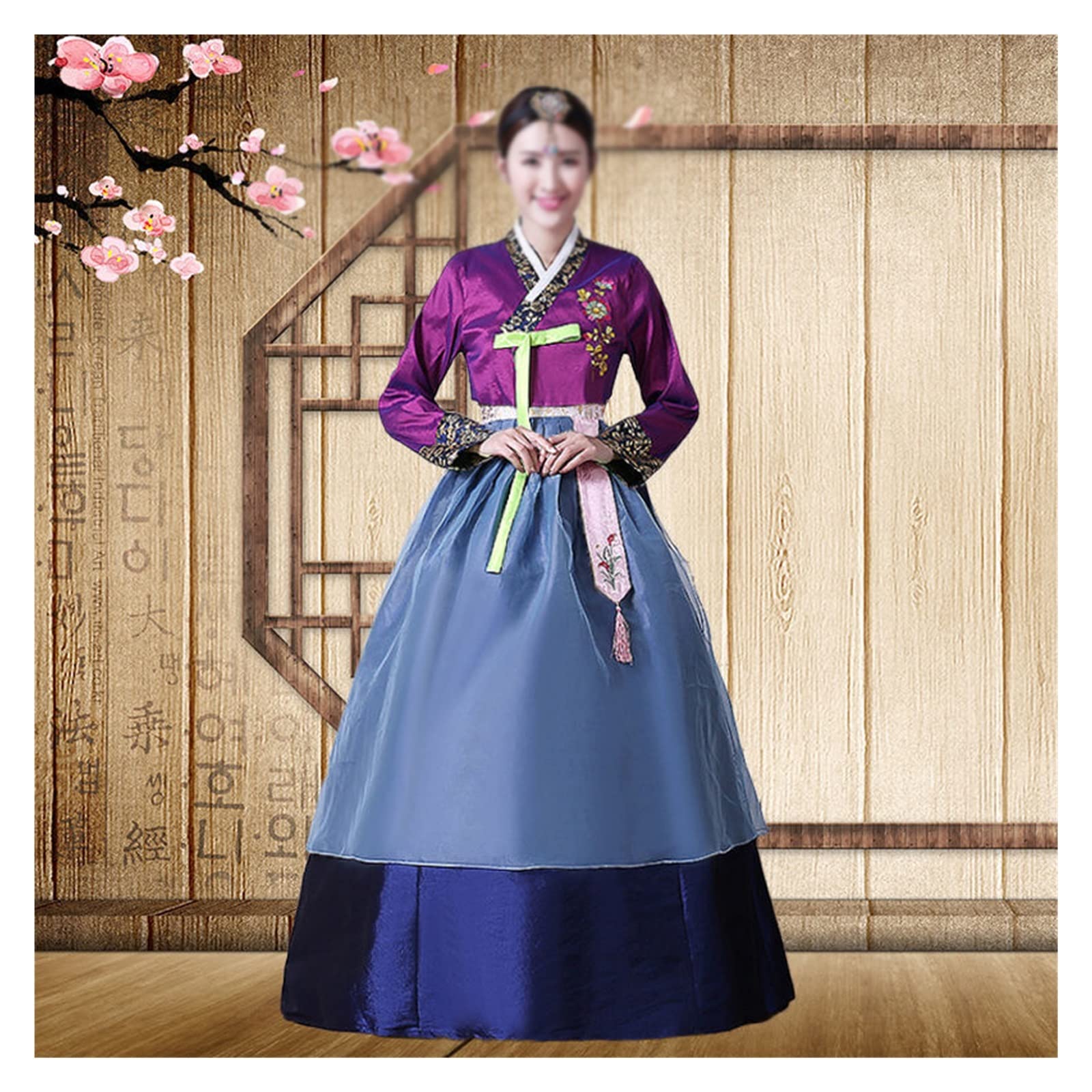 Amazon.co.jp: DXMRWJ 刺繍 韓国女性 伝統韓服 宮廷衣装 ハイウエスト 