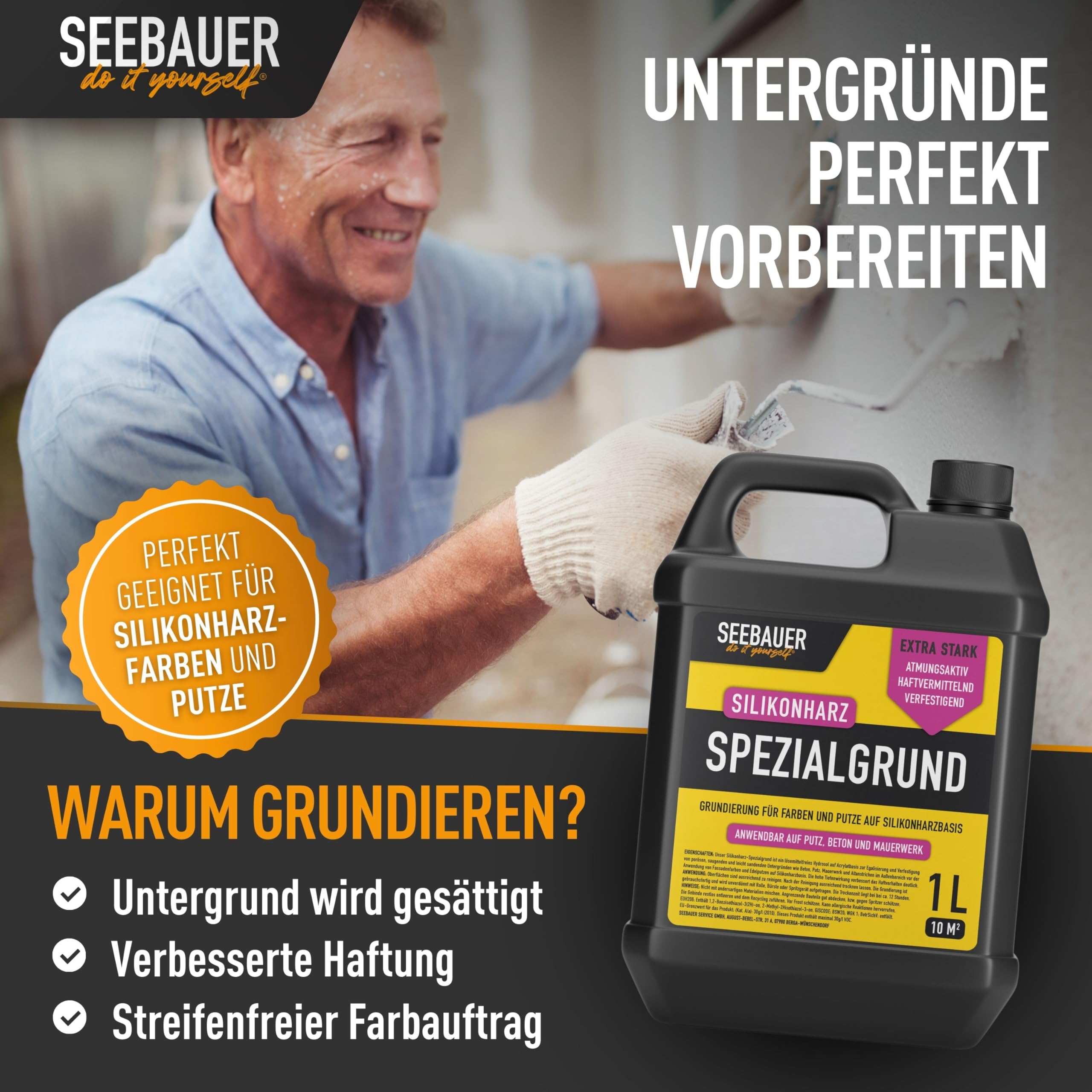 Silikonharz-Spezialgrund 10L - Grundierung für Fassadenfarben und Putze auf Silikonharzbasis