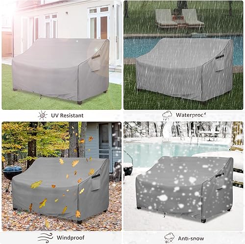 Miniatura 7 de Okcool Funda resistente para sofá de patio, 100% impermeable, de 2 plazas, para exteriores de hasta 58 pulgadas de ancho x 32.5 pulgadas de