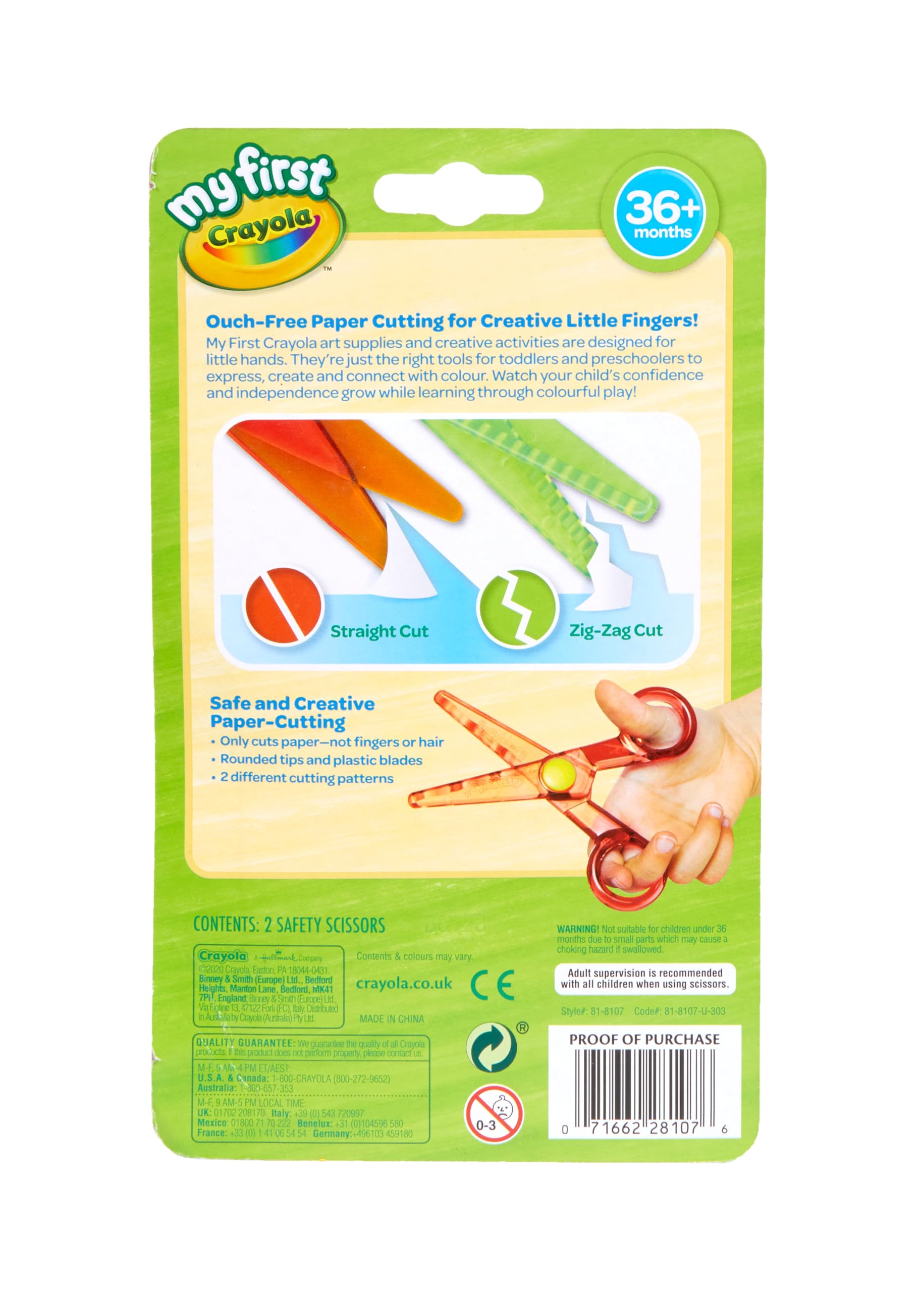 Ciseaux Sécurité Crayola Pour Enfants - 2 Paires (coupe Droite Et Coupe Crantée) - Pour Papier Et Carton