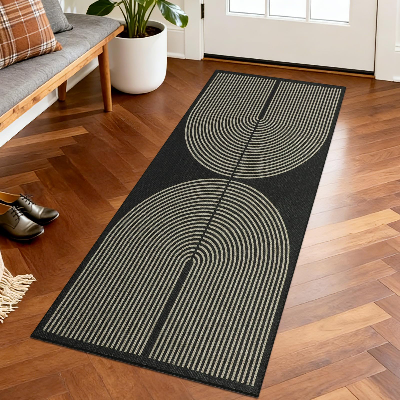 TUKDAK Boho Runner Rugs for Hallway Non Slip 50x150cm, Woven Runner Rugs for Kitchen, Braided Absorbent Long Floor Carpet, Washable Floor Mat for Entryway, Entrance, Bedroom, Hall