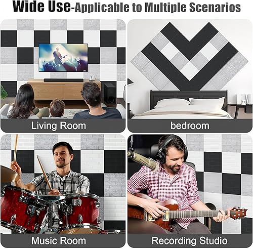 Miniatura 2 de Paquete de 12 paneles de pared insonorizados, paneles de pared de fieltro absorbentes de sonido de 12 x 12 x 0.4 pulgadas, paneles acústicos