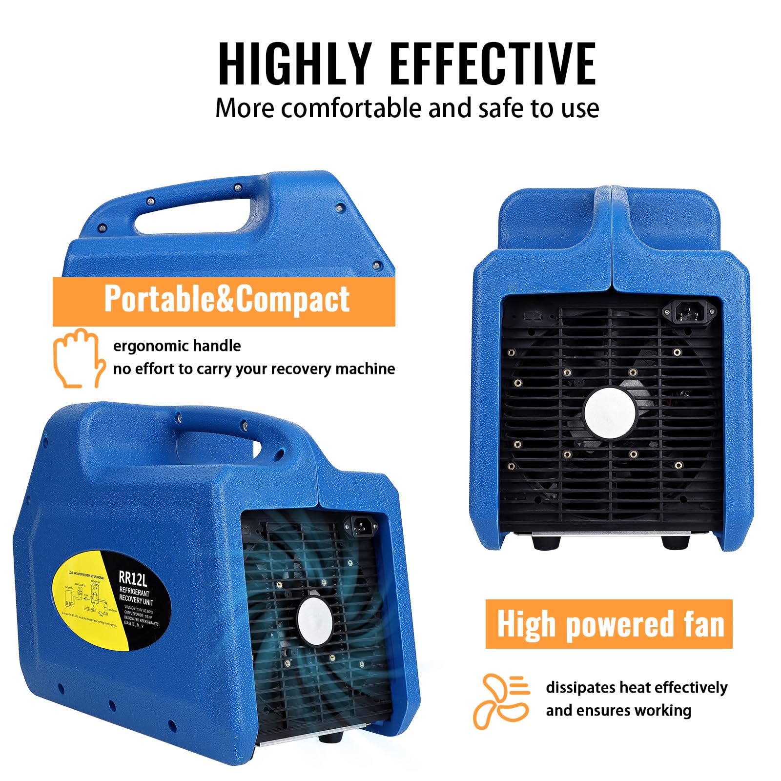 Snapklik.com : 1/2HP Refrigerant Recovery Machine, 110V Portable Dual ...