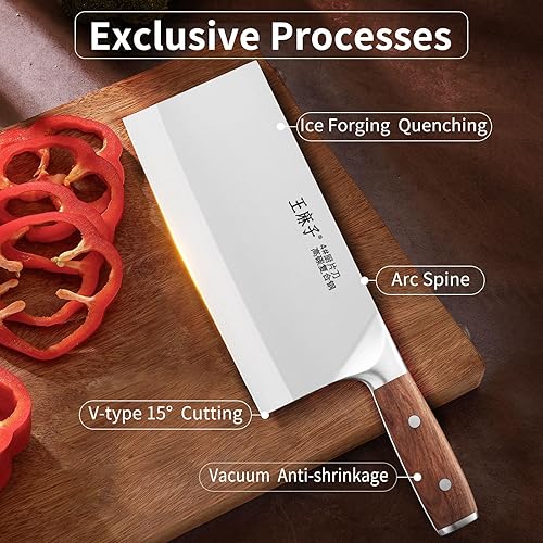 Miniatura 3 de WANGMAZI Cuchillo de chef profesional, cuchillo alemán de acero de alto carbono, mango ergonómico, cuchillo de carnicero de hoja afilada