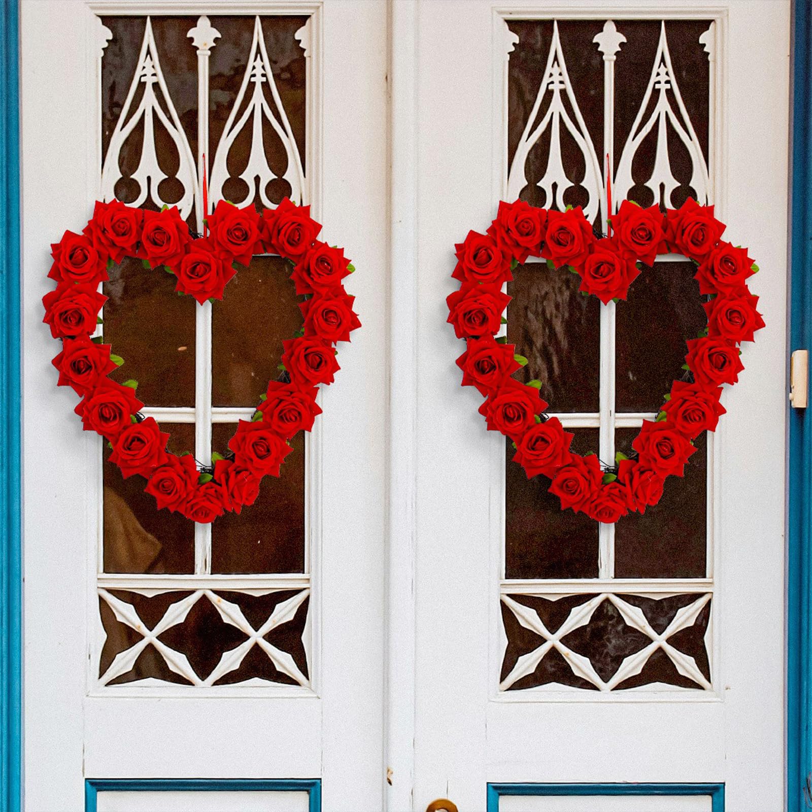 Amazon.co.jp: 13.38インチのハート型リース、玄関の屋外用リース