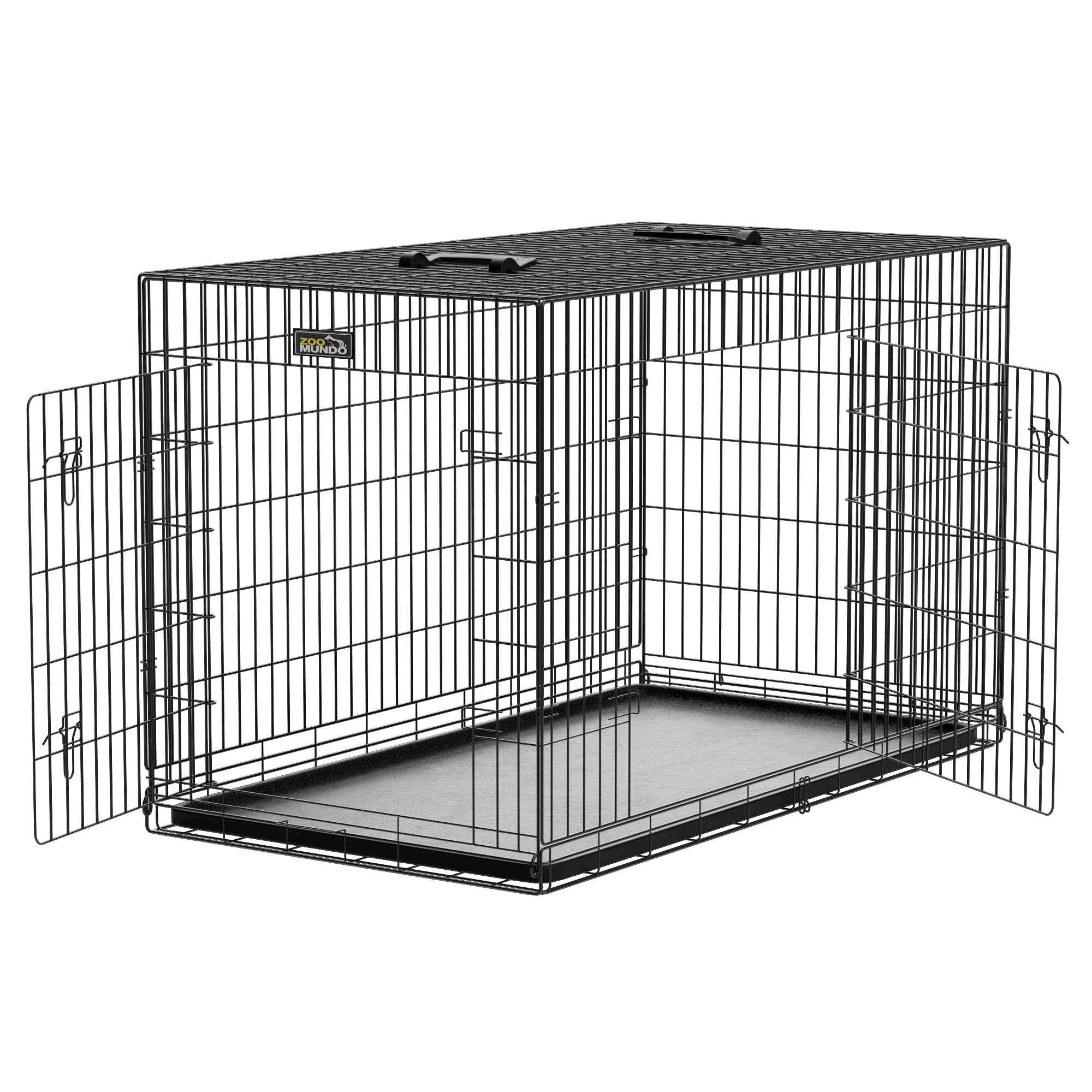 zoomundo Portador Jaula Plegable Metálica para Mascotas para Perros Gatos Tamaño XXL (2 Puertas) - Black Edition