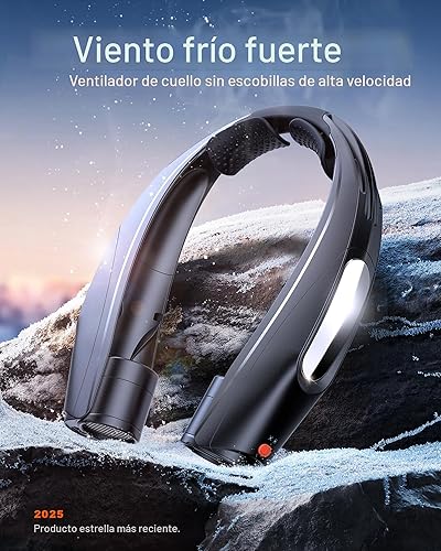 Miniatura 2 de ZEEFO Ventilador de cuello portátil, ventilador personal manos libres, funciona con batería de 6000 mAh, ventilador recargable USB con 6 velocidades