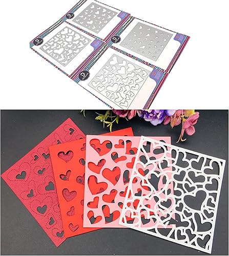 Alinacutle Juego de 4 tarjetas troqueladas con diseño de corazón dulce para hacer tarjetas hechas a mano, álbum de recortes, plantillas de papel