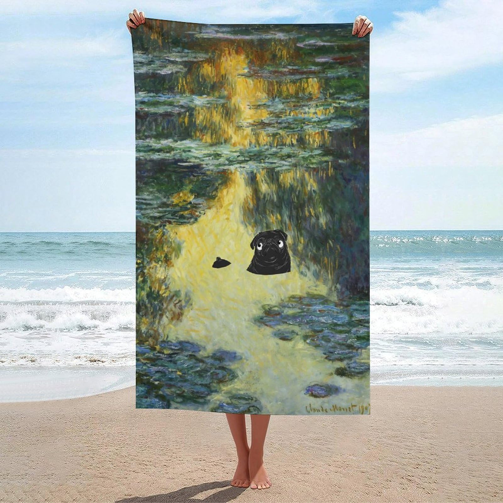 Serviettes de plage ultra-absorbantes et légères motif Carlin Monet