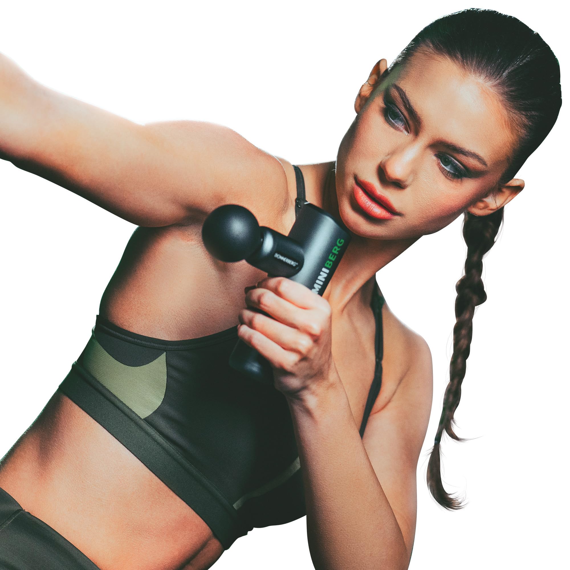 DONNERBERG® Miniberg Mini Pistolet De Massage Pour Tissus Profonds | Pistolet Compact À Percussion, Moteur Silencieux 35 dB, Corps En Aluminium, 6 Têtes En Silicone, Garantie Moteur 7 Ans