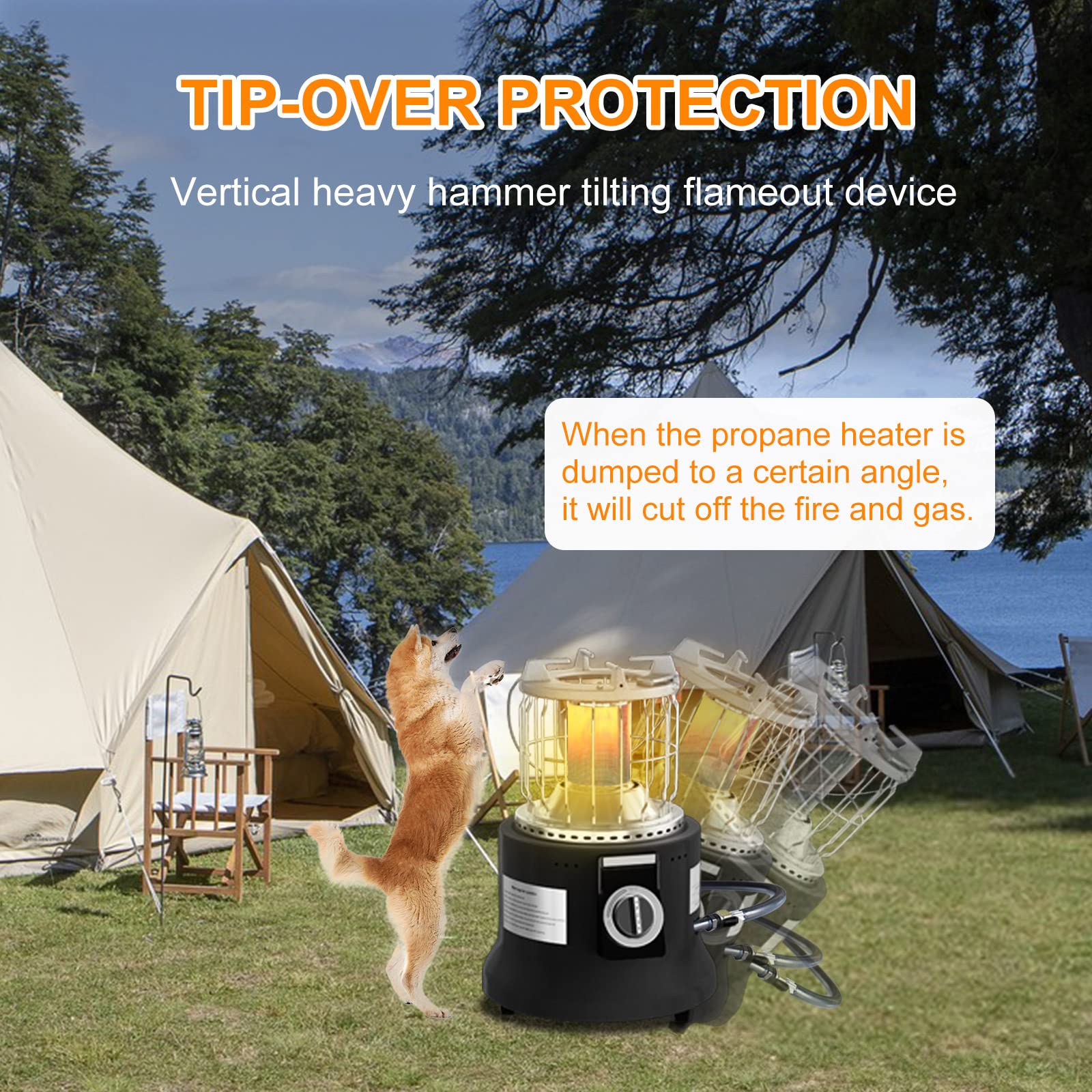 Réchauffeur De Camping Au Gaz – Compact, Réglable, Avec Soupape De Contrôle, Pour Tente Et Pêche