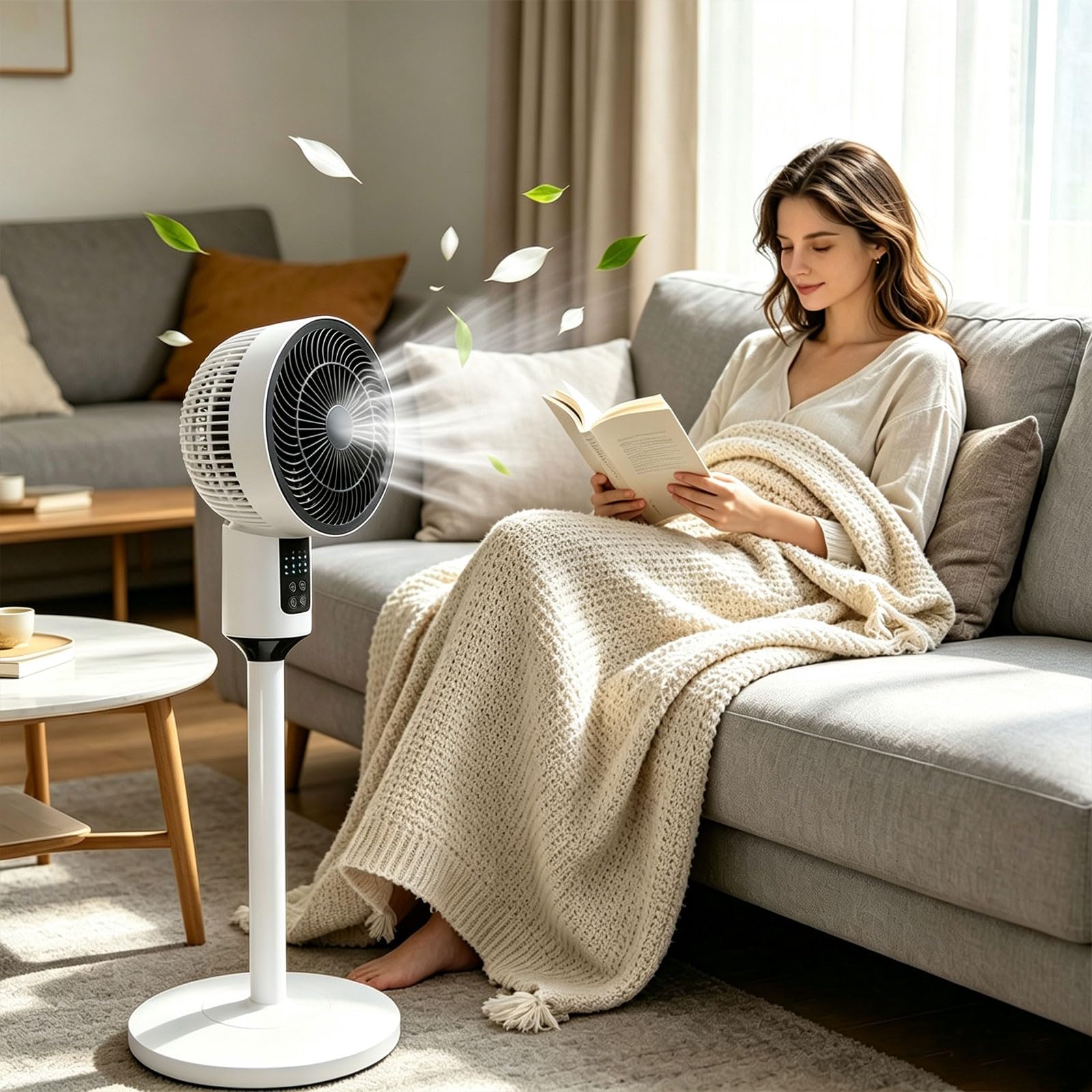 Tragbarer Stand-USB-Ventilator, höhenverstellbar, leise Luftzirkulation, für Zuhause, Schlafzimmer, Schreibtisch, Arbeitsplatz, mit oszillierendem Kopf, mehrere Geschwindigkeitsstufen