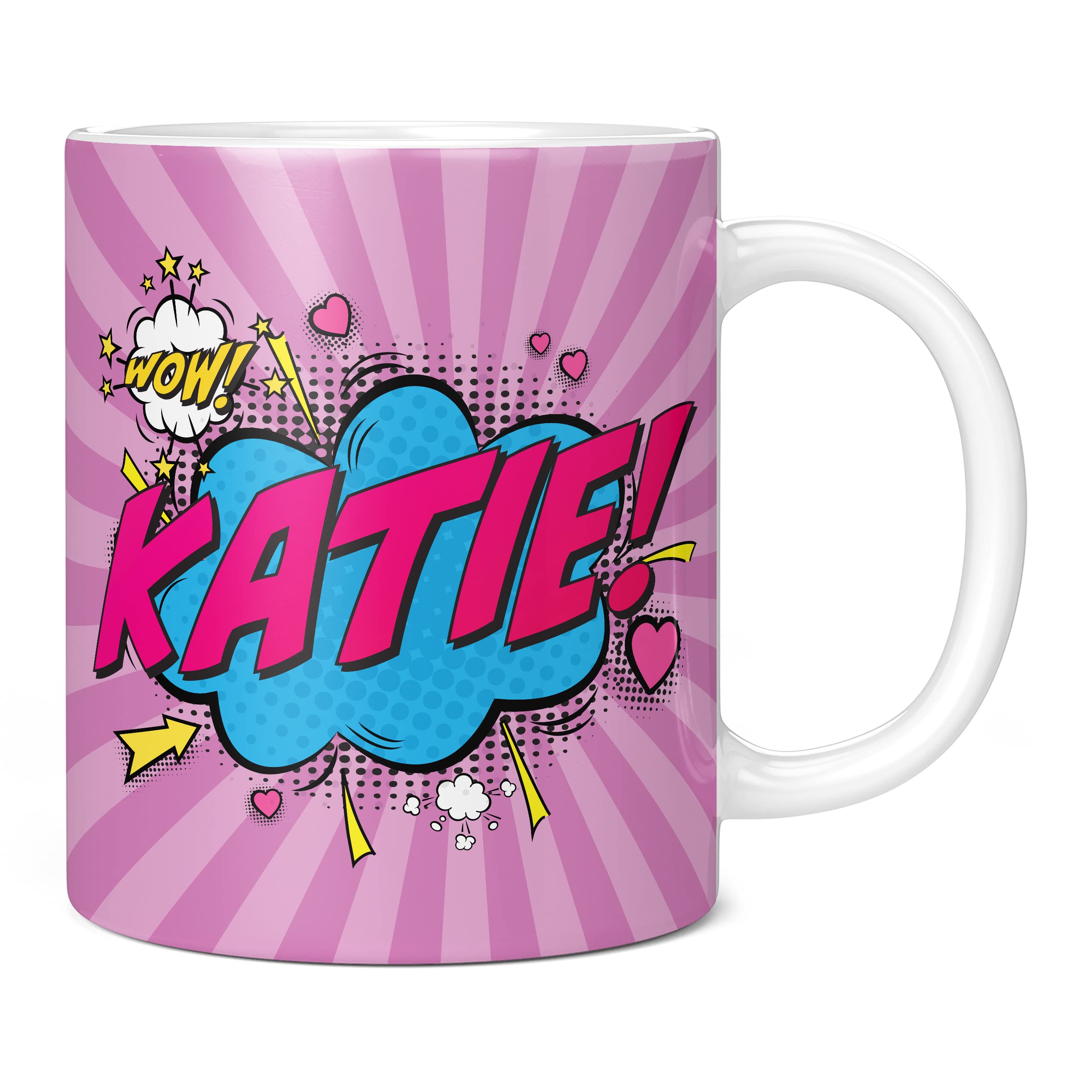 Mug Monster - Personalised Name Mug, Comic Super Hero Customised Gift with Text - Ceramic Coffee Cup, Gift for Men or Women, Extra Large and Giant Available, 20oz White, Purple
