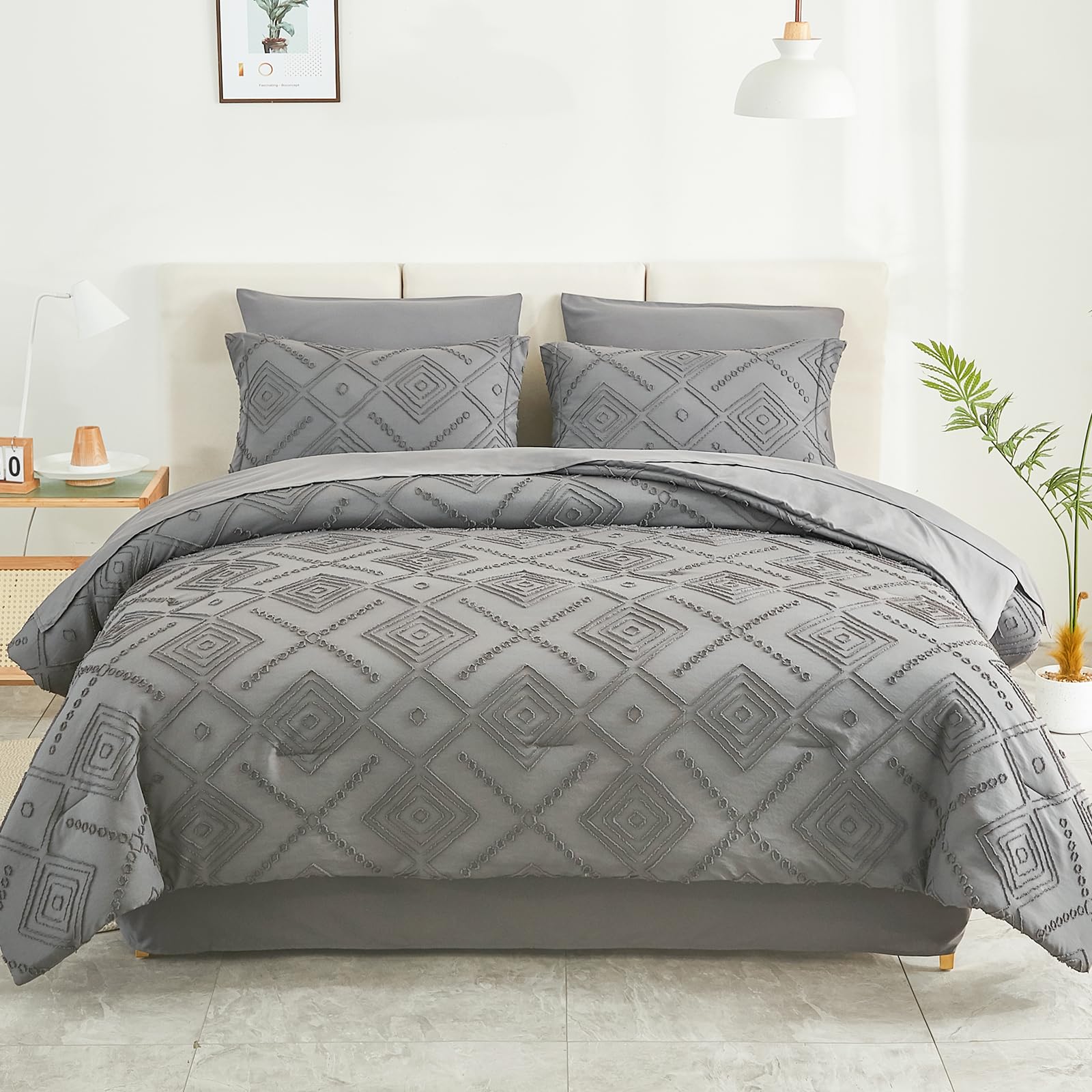Snapklik.com : EMME Queen 7 Piece Boho Comforter Set Bed In A Bag, Dark ...