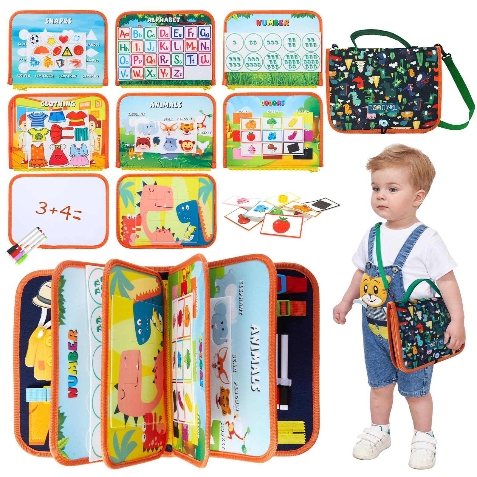 TUNJILOOL Busy Board Juegos Niños 3 4 5 Años,Paneles Sensoriales Montessori Juguetes Educativos Tablero Sensorial Montessori Regalo para Niños y Niñas Juguete sensorial Niños Cumpleaños Navidad