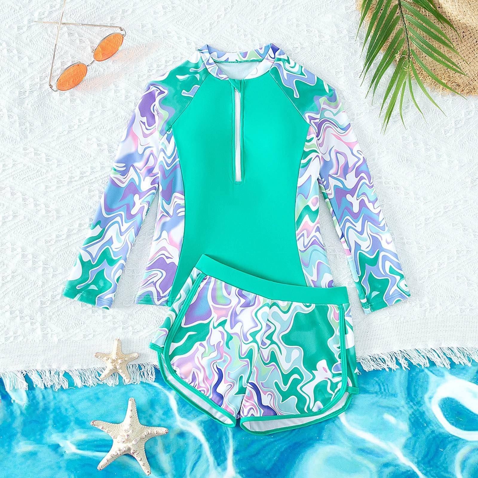 Generisch Bañador para niña de primavera caliente para niños, traje de baño separado lindo traje de baño de yoga para la playa