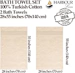 Harbourloom Boulevard Series Ensemble de serviettes de bain de luxe 2 Boîte de tendre 600 GSM 100% Serviettes turques en coton, à sec rapide & Absorbant pour salle de bain, 28x55 Inches Serviettes de bain Grand Hôtel de Qualité Spa (Crème d'Ivory)
