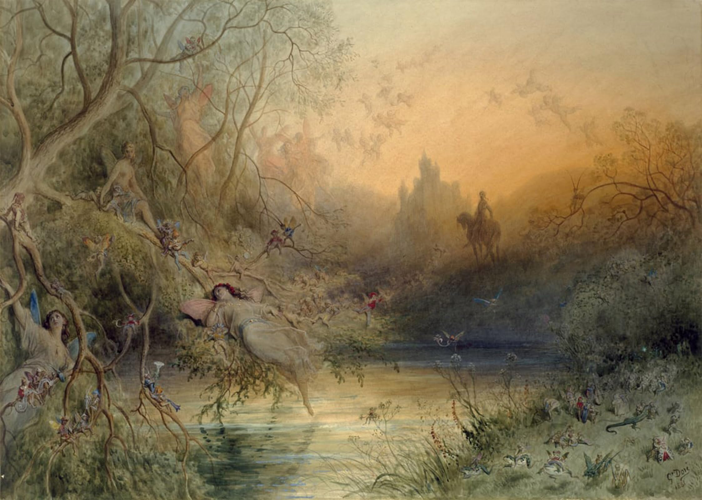 Pintura sobre lienzo Il paese delle fate de Gustave Dore un regalo clasico de 60x90cm 5
