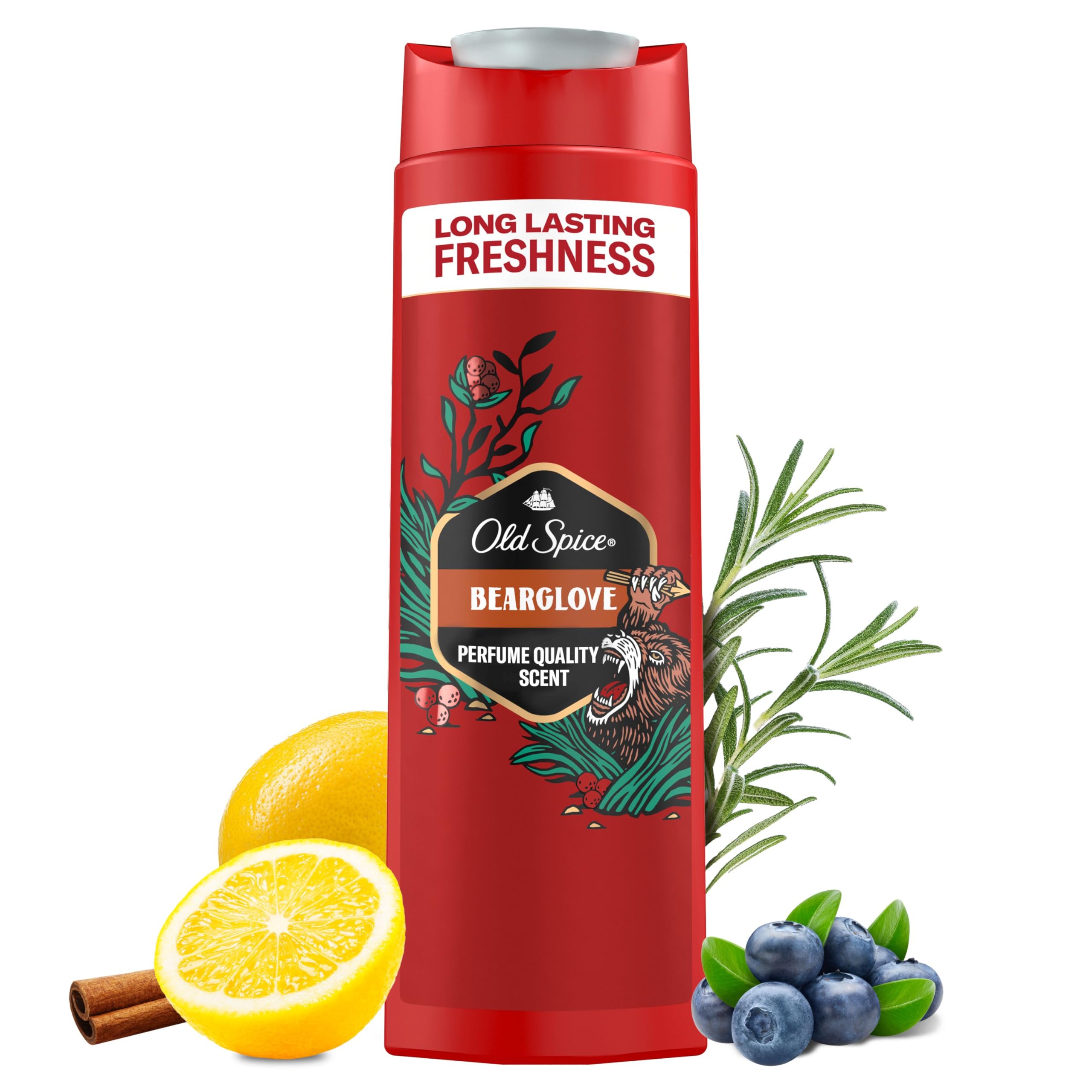 Old Spice Bearglove Żel Pod Prysznic I Szampon Dla Mężczyzn 400ml, Uniwersalna Formuła 3 w 1 Do Mycia Ciała, Włosów i Twarzy, Długotrwała Świeżość, Zapach O Jakości Perfum, Głębokie Oczyszczanie