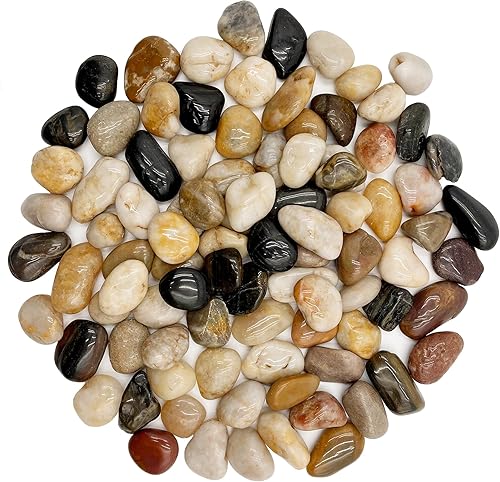 Piedras de 12 libras, rocas de río de gravilla de guisantes de 0.4-1.2 in, para plantas de interior, piedras decorativas altamente pulidas, relleno