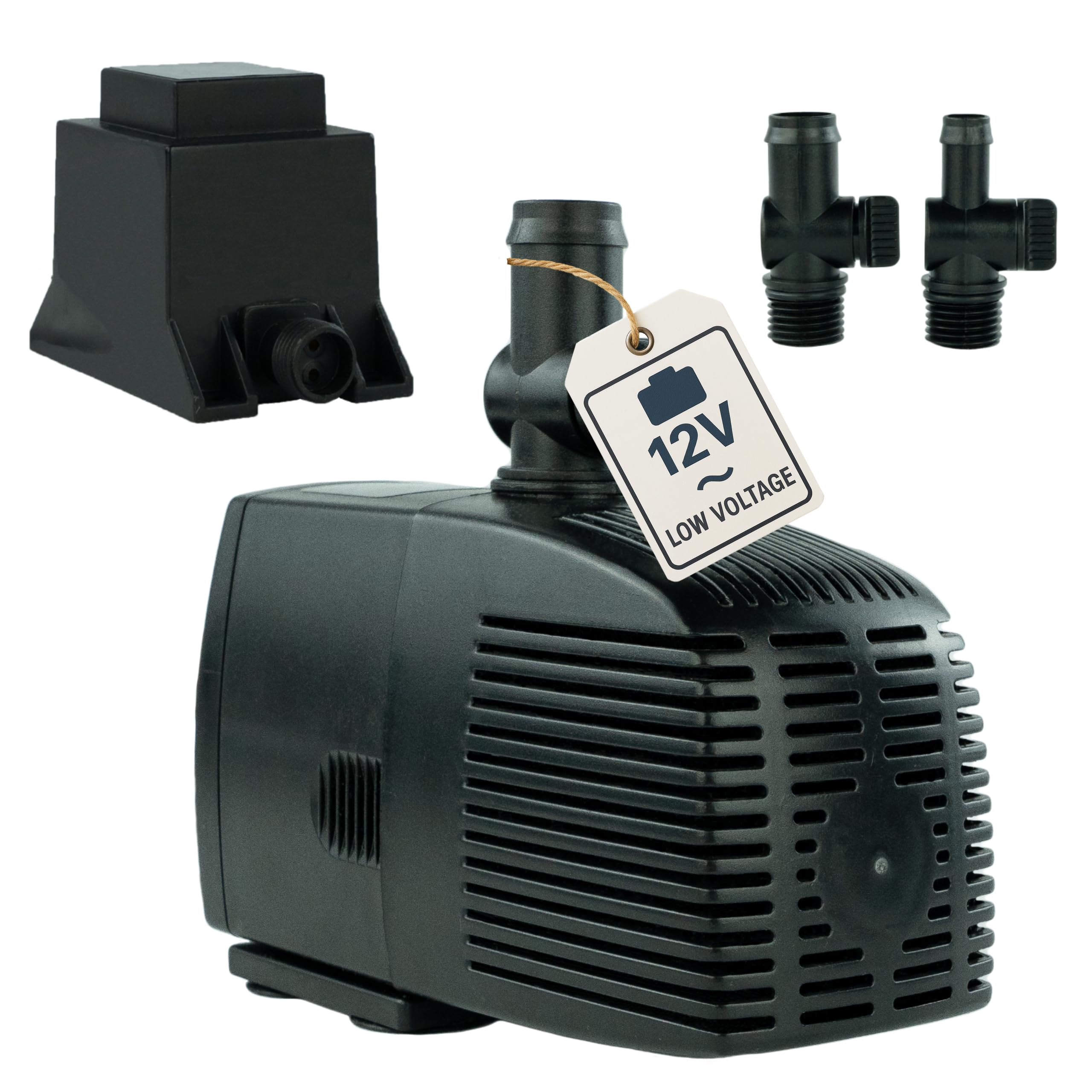 Teichpumpe 12 V – 1.500 L/H, 25 Watt, 10m Kabel, 250 cm Förderhöhe, Wasserpumpe, Aquariumpumpe, Wasserspielpumpe und Zimmerbrunnen-Pumpe | Brunnenpumpe | Tauchpumpe | Springbrunnen-Pumpe | KEP1500L