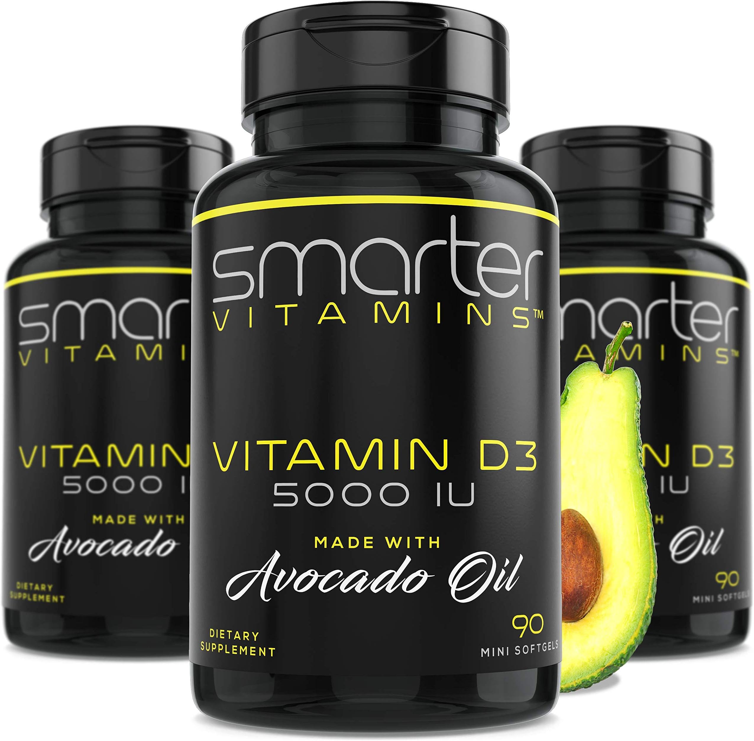 - (3 Pack) Smarter Vitamin D3 5000 IU in Avocado Oil 125mcg 270 Mini Softgels