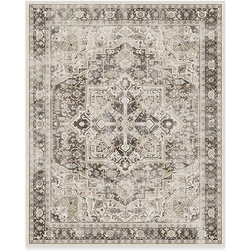 RUGGABLE Washable Vintage Area Rug – Kamran Hazel 8x10, Stain-Resistant, Non-Slip – Large Machine Washable Rugs for Living Room, Bedroom, Hallway, Entryway & Office–with Standard Pad