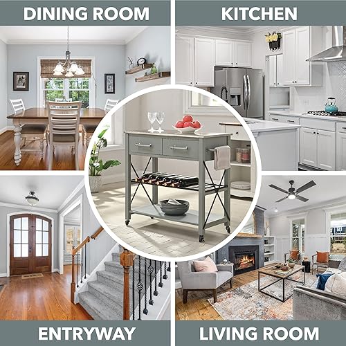 Miniatura 7 de FirsTime & Co. Gray Steel Aurora Farmhouse - Carrito de cocina, diseño americano, gris, 31.5 x 16 x 31.5 pulgadas