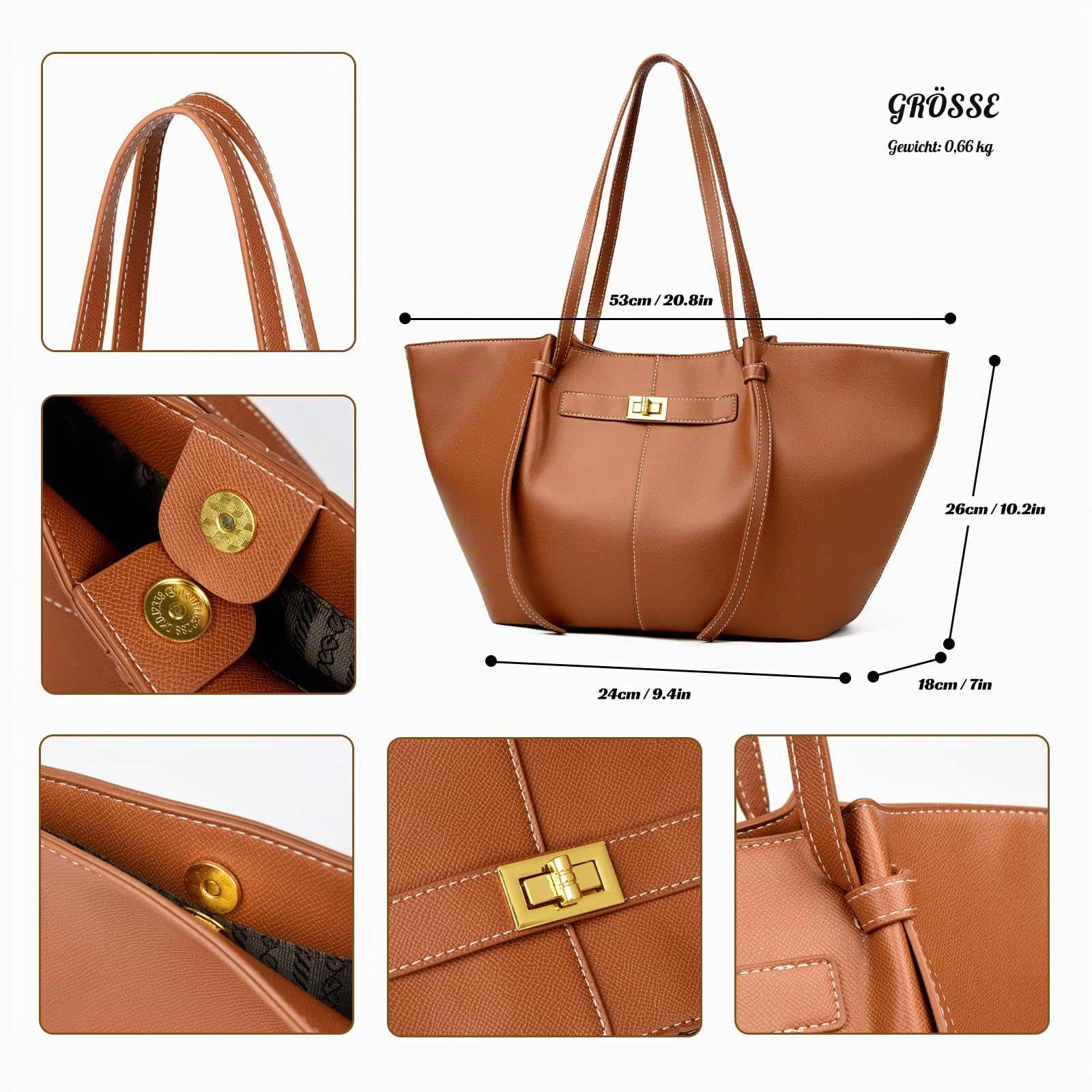 Handtasche Damen Groß Tote Bag Kunstleder Shopper Tasche Elegante Schultertasche Gross Umhängetasche Stilvoll Henkeltaschen Shopper Bag Handbags Tragetasche Beuteltasche Women's Totes