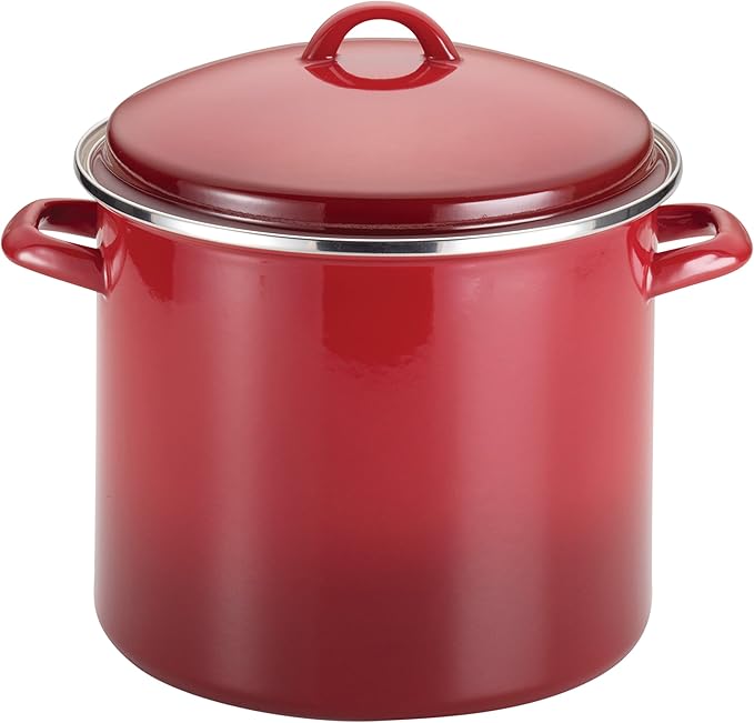 Rachael Ray Enamel on Steel Stock Pot/Stockpot with Lid, 12